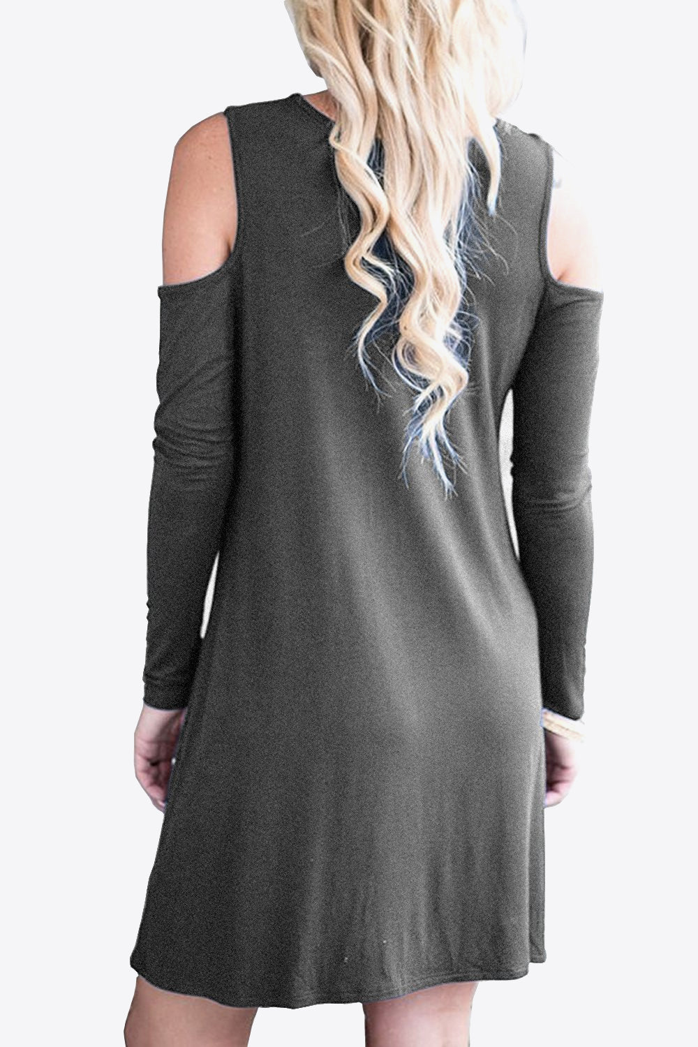 Cold-Shoulder Long Sleeve Round Neck Dress - Merit Sell