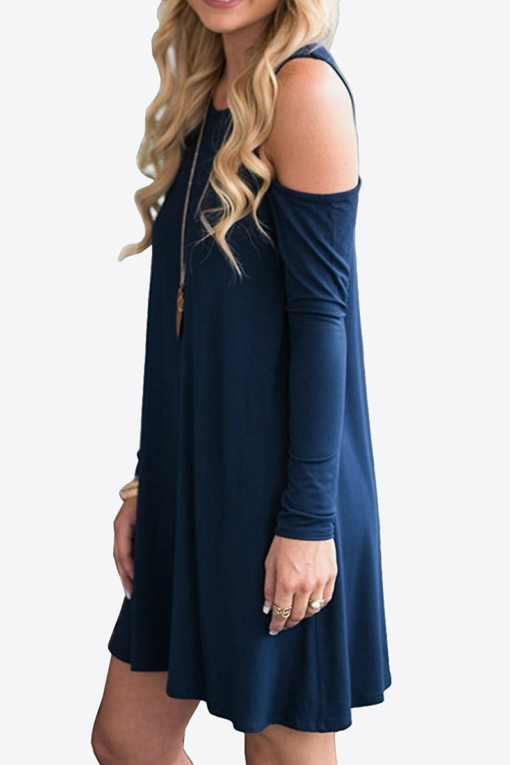 Cold-Shoulder Long Sleeve Round Neck Dress - Merit Sell
