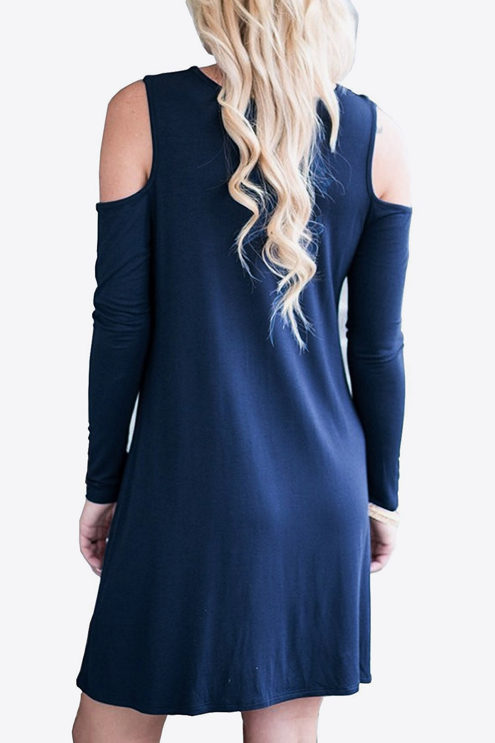 Cold-Shoulder Long Sleeve Round Neck Dress - Merit Sell