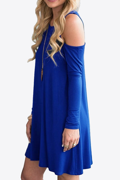 Cold-Shoulder Long Sleeve Round Neck Dress - Merit Sell