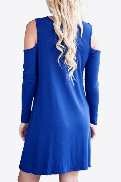 Cold-Shoulder Long Sleeve Round Neck Dress - Merit Sell