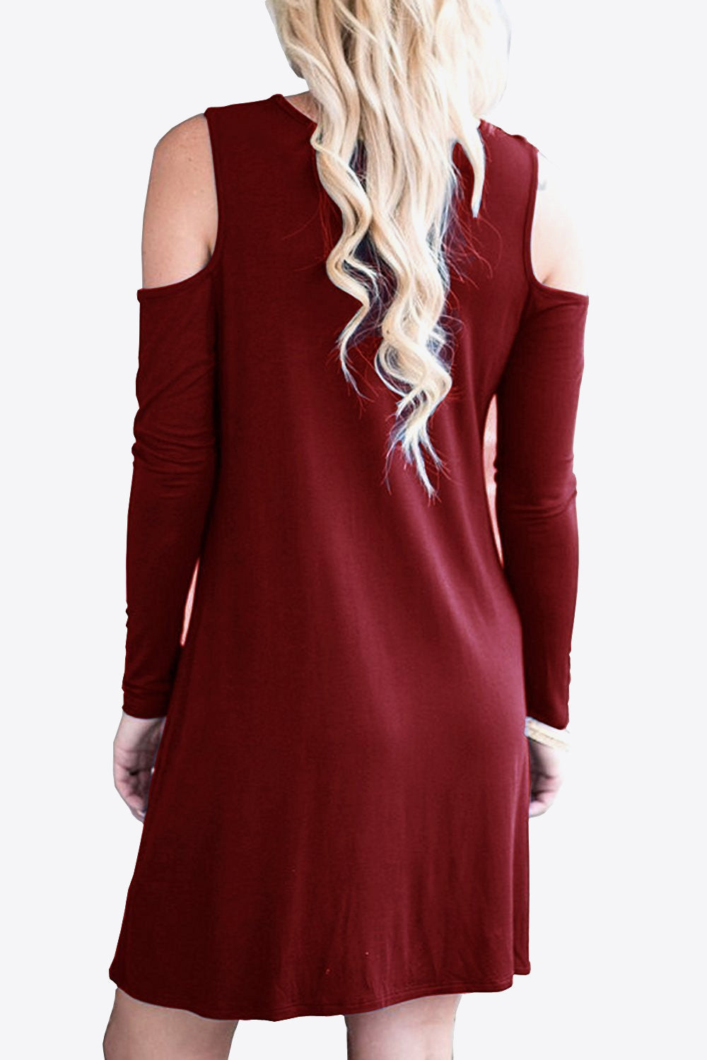 Cold-Shoulder Long Sleeve Round Neck Dress - Merit Sell
