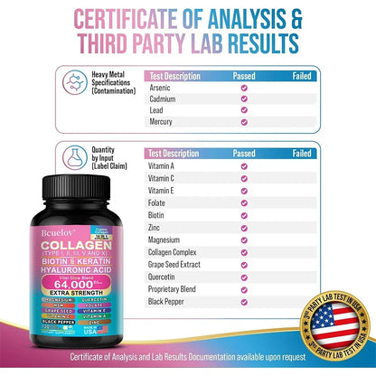 Collagen Capsules Biotin Keratin Skin Care Product Booster Anti Aging Whitening Skin Nail and Hair Care Supplement - Merit Sell