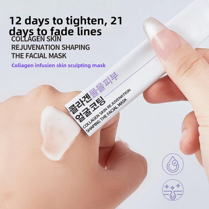 Collagen skin filling plastic facial mask lifts, tightens, lightens lines, moisturizes