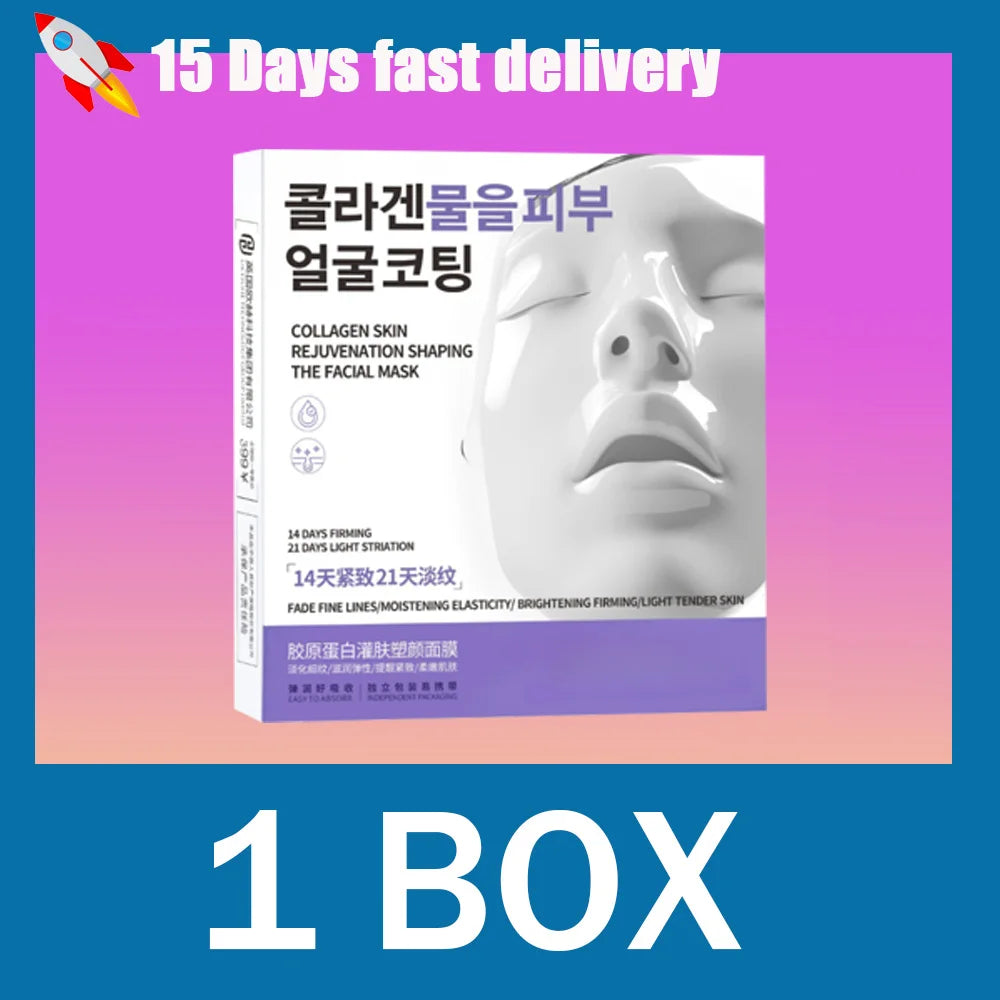 Collagen skin filling plastic facial mask lifts, tightens, lightens lines, moisturizes