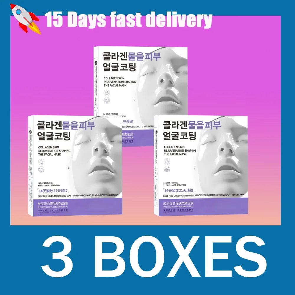 Collagen skin filling plastic facial mask lifts, tightens, lightens lines, moisturizes