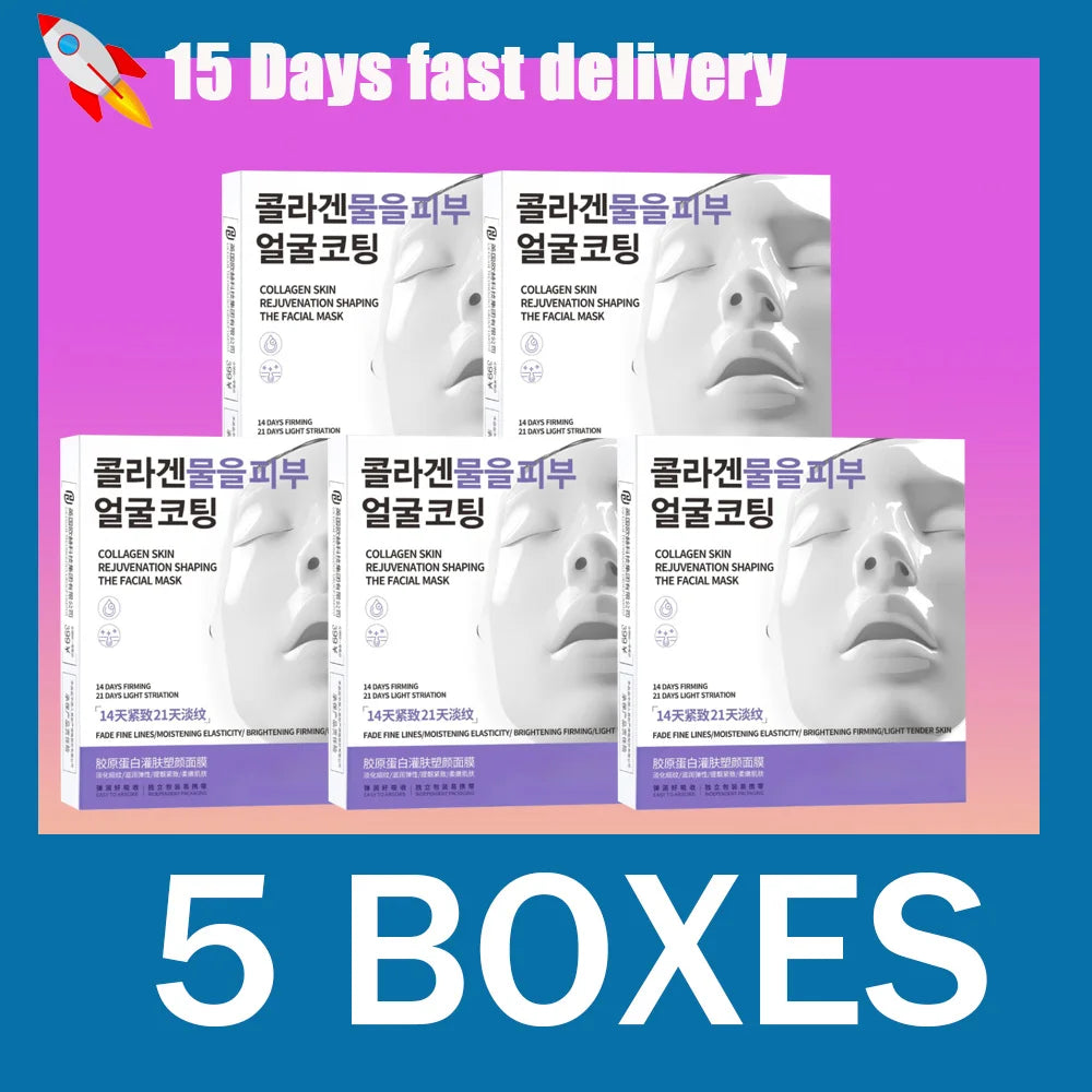 Collagen skin filling plastic facial mask lifts, tightens, lightens lines, moisturizes