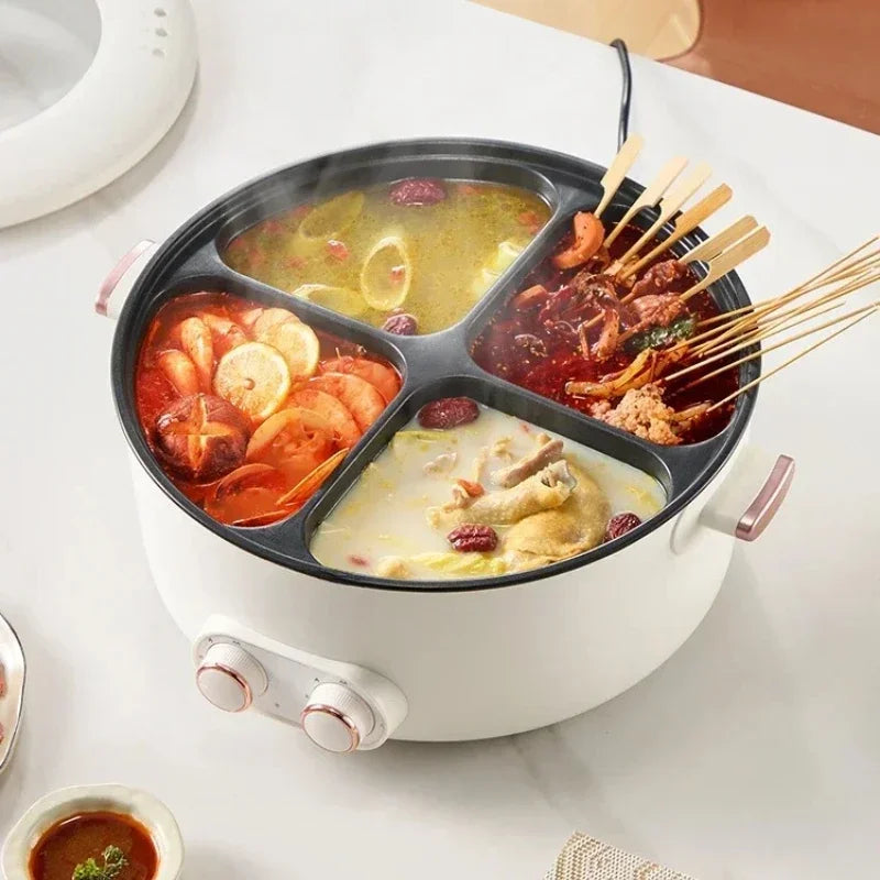 Colorful Mandarin Duck Electric Pot Four-Grid Multi functional Household 6-liter Capacity Integrated Hot Pot Electric Caldron - Merit Sell