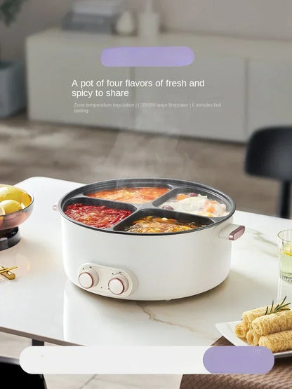 Colorful Mandarin Duck Electric Pot Four-Grid Multi functional Household 6-liter Capacity Integrated Hot Pot Electric Caldron - Merit Sell