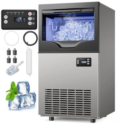 Commercial Ice Maker Machine, Stainless Steel Under Counter ice Machine with 35lbs Ice Storage Capacity, Bar Ice Maker Machine - Merit Sell