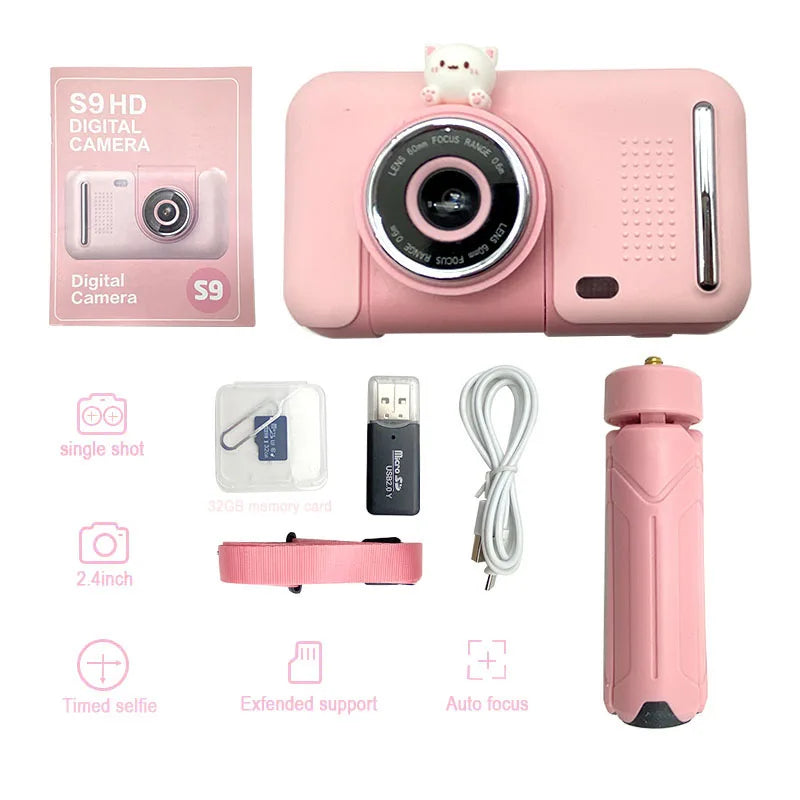 Cool cartoon children's camera fun gift, built-in gaming digital camera 2.4-inch children's photography device photo - Merit Sell