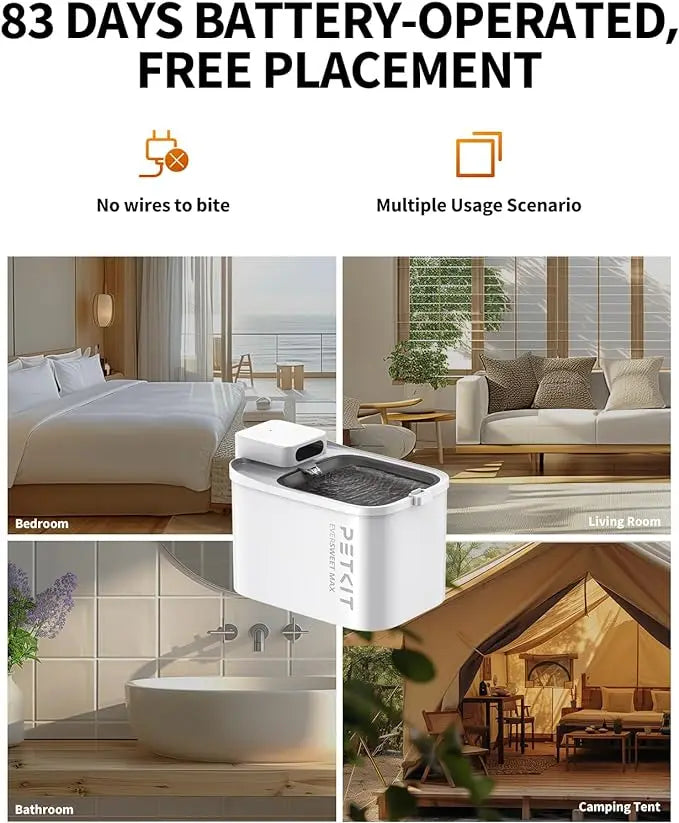 Cordless Cat Water Fountain, 105 Fl Oz/3L Pet Water Fountain Automatic Cat Water Dispenser - Merit Sell