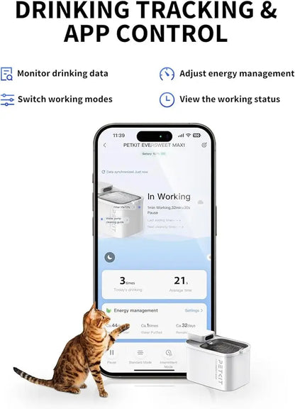 Cordless Cat Water Fountain, 105 Fl Oz/3L Pet Water Fountain Automatic Cat Water Dispenser - Merit Sell