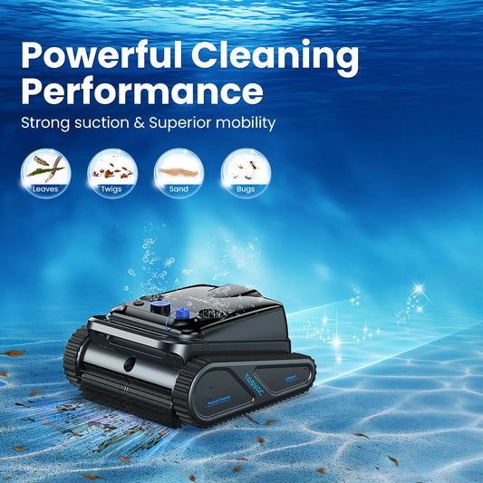 Cordless Robotic Pool Cleaner, Pool Vacuum for Inground Pools with 4 Motors, Wall & Waterline Cleaning, 300min Battery Life - Merit Sell