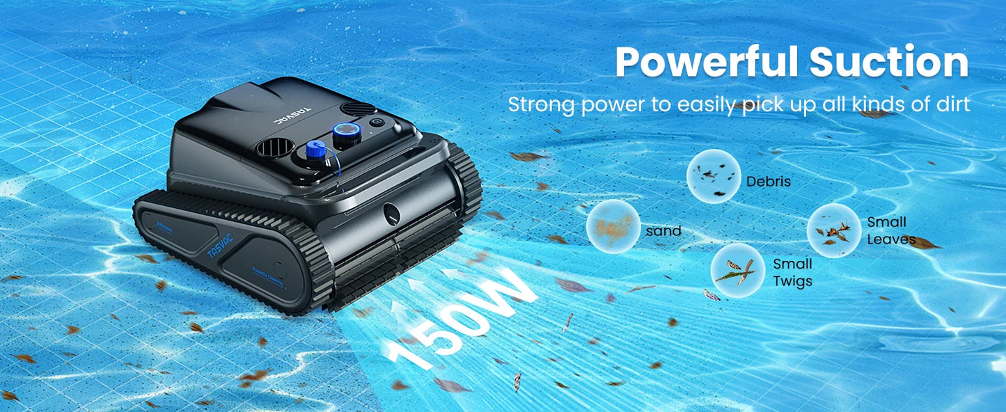 Cordless Robotic Pool Cleaner, Pool Vacuum for Inground Pools with 4 Motors, Wall & Waterline Cleaning, 300min Battery Life - Merit Sell