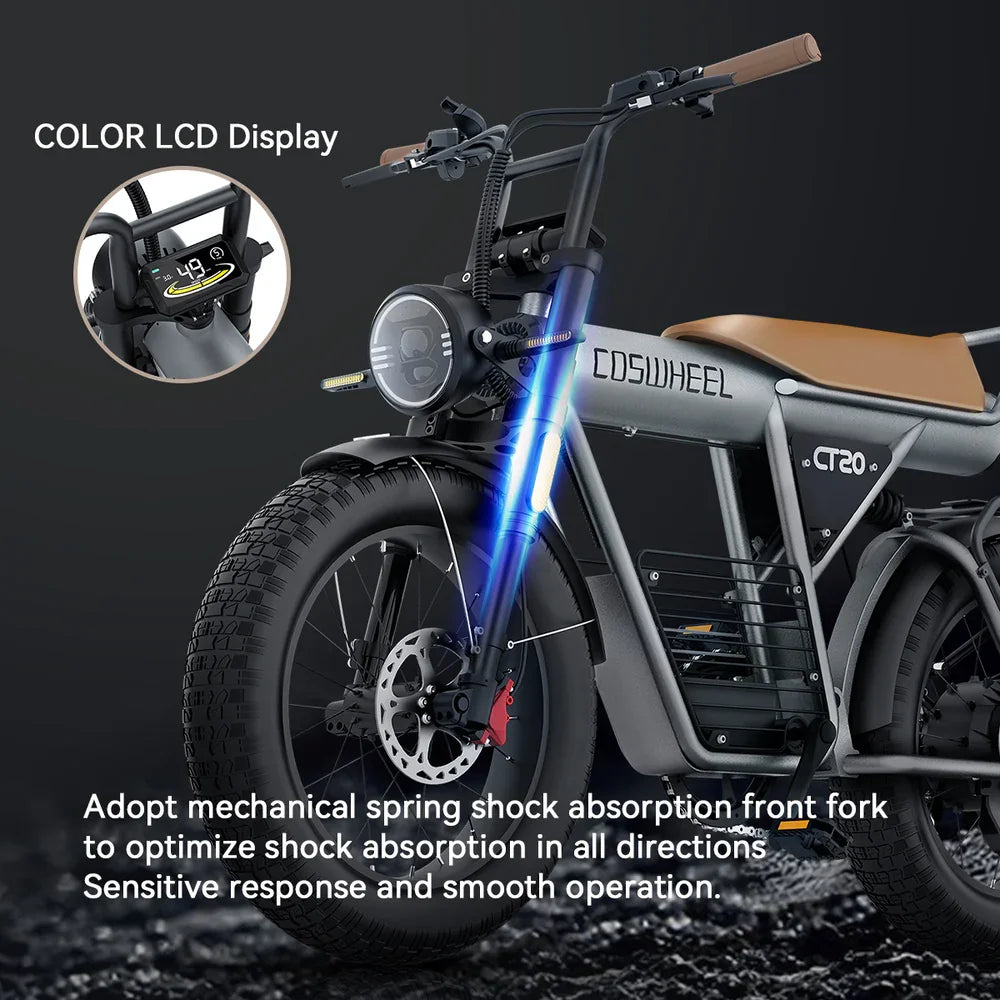 Coswheel Electric Bike CT20 20Inch Motorcycle 1500W Fatbike Ebike Mountain bike 48V 25AH Bikes Adult Electric Bicycle Motocycles - Merit Sell