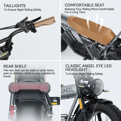 Coswheel Electric Bike CT20 20Inch Motorcycle 1500W Fatbike Ebike Mountain bike 48V 25AH Bikes Adult Electric Bicycle Motocycles - Merit Sell