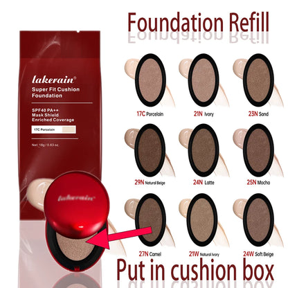 Cushion Refill Foundation Waterproof Semi-Matte Red Finish 72-Hour Wear Long-Lasting Buildable Coverage Sun Protection Makeup - Merit Sell
