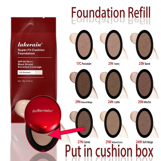 Cushion Refill Foundation Waterproof Semi-Matte Red Finish 72-Hour Wear Long-Lasting Buildable Coverage Sun Protection Makeup - Merit Sell Merit Sell