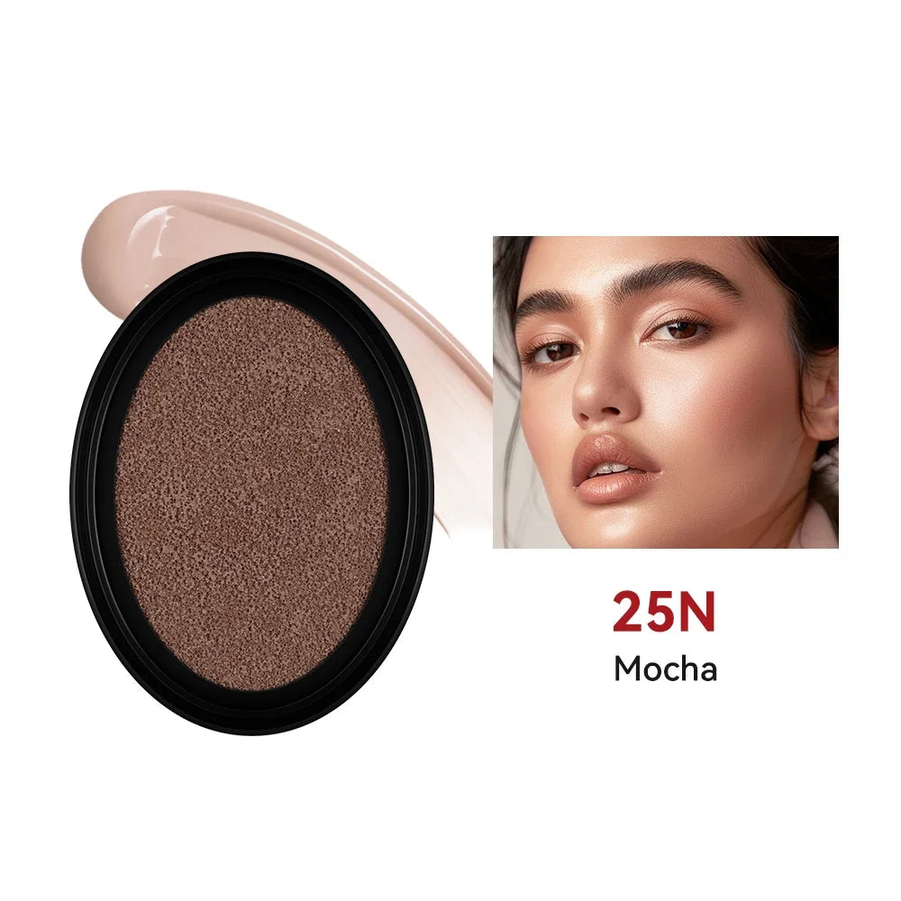 Cushion Refill Foundation Waterproof Semi-Matte Red Finish 72-Hour Wear Long-Lasting Buildable Coverage Sun Protection Makeup - Merit Sell