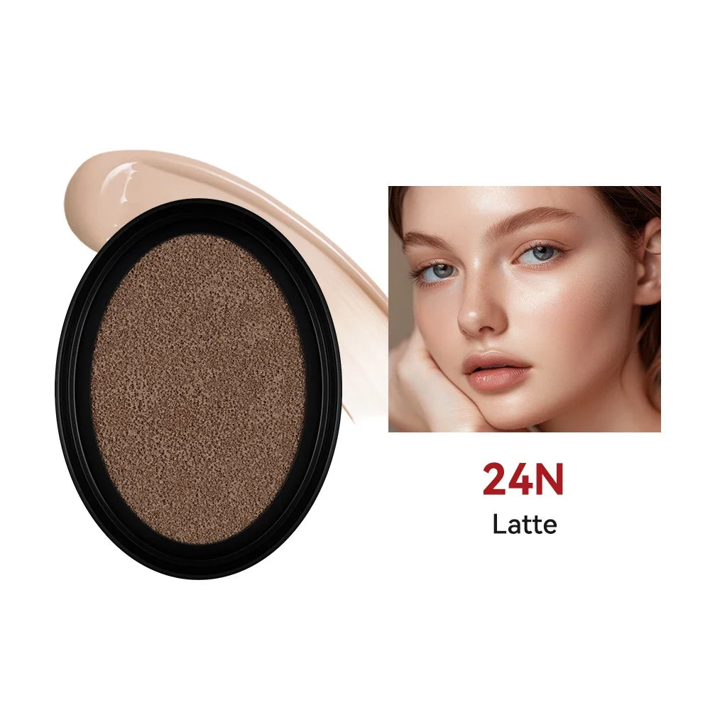 Cushion Refill Foundation Waterproof Semi-Matte Red Finish 72-Hour Wear Long-Lasting Buildable Coverage Sun Protection Makeup - Merit Sell