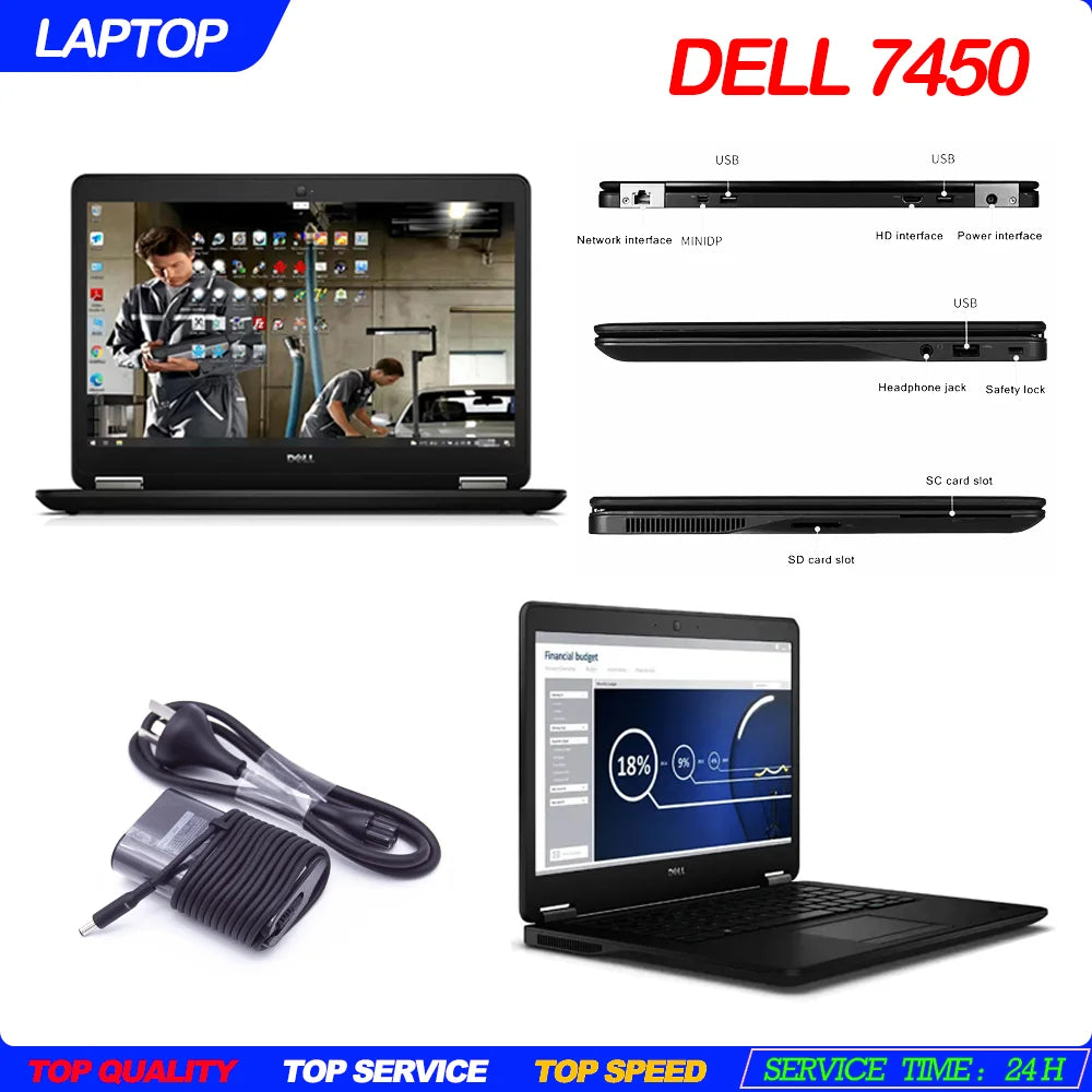 DELL E7450 Core i5 8GB RAM HDD/SSD Diagnostic Rugged Laptop for Mb Star C4/C5/C6 or ICOM NEXT/A2/A3 and 5054 Diagnostic Tool - Merit Sell