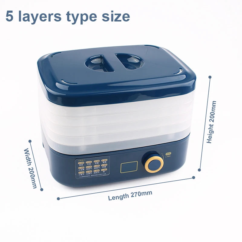 DMWD Food Dehydrator 5 Trays Dried Fruit Vegetable Herb Meat Drying Machine Electric Yogurt Maker Pet Snacks Air Dryer Oven EU - Merit Sell