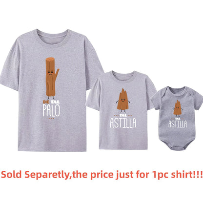 De Tal Palo Tal Astilla Print Funny Family Matching Shirts Cotton Daddy and Me Kids Outfits Baby Rompers Look Father's Day Gifts - Merit Sell