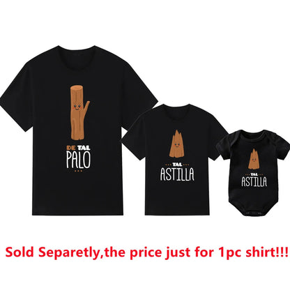 De Tal Palo Tal Astilla Print Funny Family Matching Shirts Cotton Daddy and Me Kids Outfits Baby Rompers Look Father's Day Gifts - Merit Sell