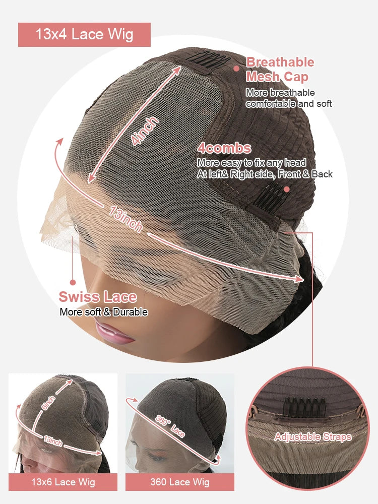 Deep Wave Glueless Wig Human Hair 40-Inch 13x6 Lace Front Wig 360 Full Lace Wigs For Women 250 Density Pre cut Kinky Curly Wigs - Merit Sell