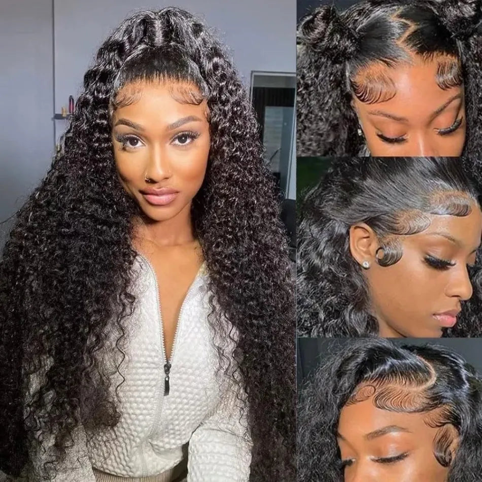 Deep Wave Wigs Human Hair 13x6 Deep Wave Lace Front Wigs Glueless Brazilian Pre Plucked with Baby Hair Natural Color for Black - Merit Sell