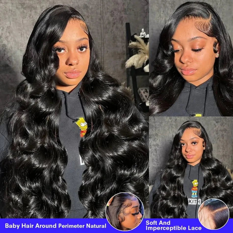 Deep Wave Wigs Human Hair 13x6 Deep Wave Lace Front Wigs Glueless Brazilian Pre Plucked with Baby Hair Natural Color for Black - Merit Sell