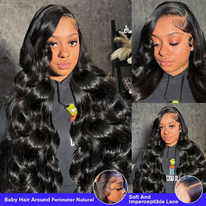 Deep Wave Wigs Human Hair 13x6 Deep Wave Lace Front Wigs Glueless Brazilian Pre Plucked with Baby Hair Natural Color for Black - Merit Sell