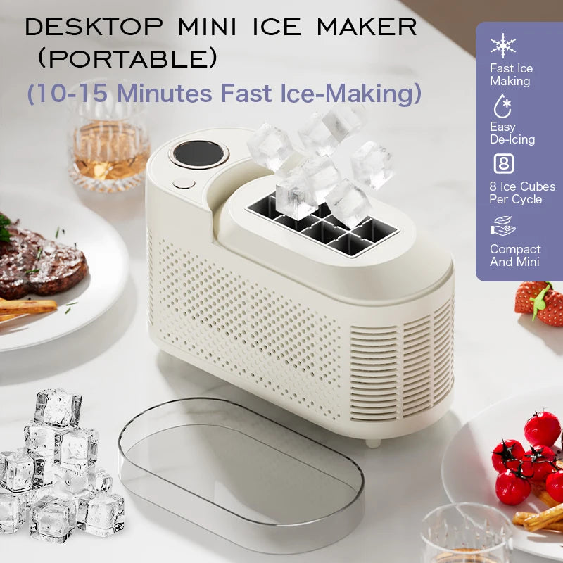 Desktop Small Electric Ice Maker Professional Ice Cube Maker Portable Automatic Electric Bullet Round Ice Block Making Machine - Merit Sell