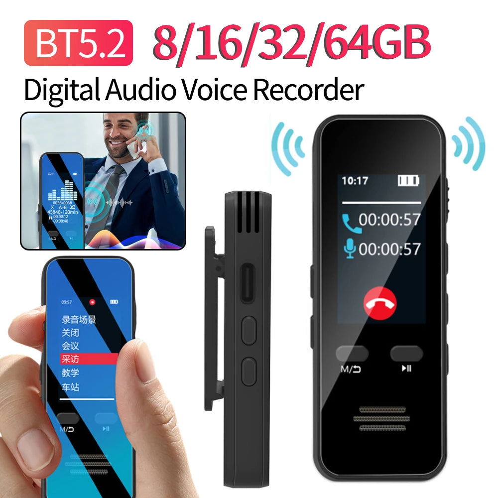 Digital Audio Voice Recorder Bluetooth-Compatible with Playback Phone Call Recording Pen Noise Reduction for Lectures Meetings - Merit Sell