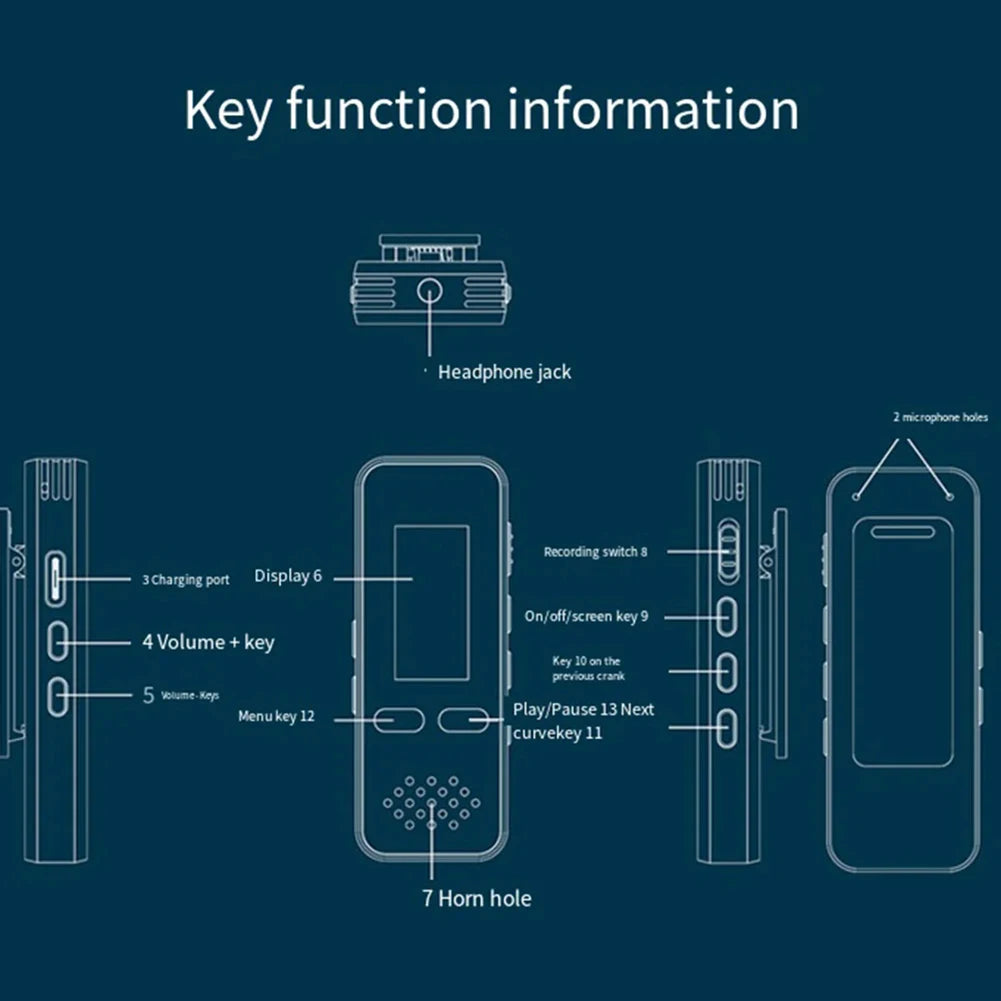 Digital Audio Voice Recorder Bluetooth-Compatible with Playback Phone Call Recording Pen Noise Reduction for Lectures Meetings - Merit Sell