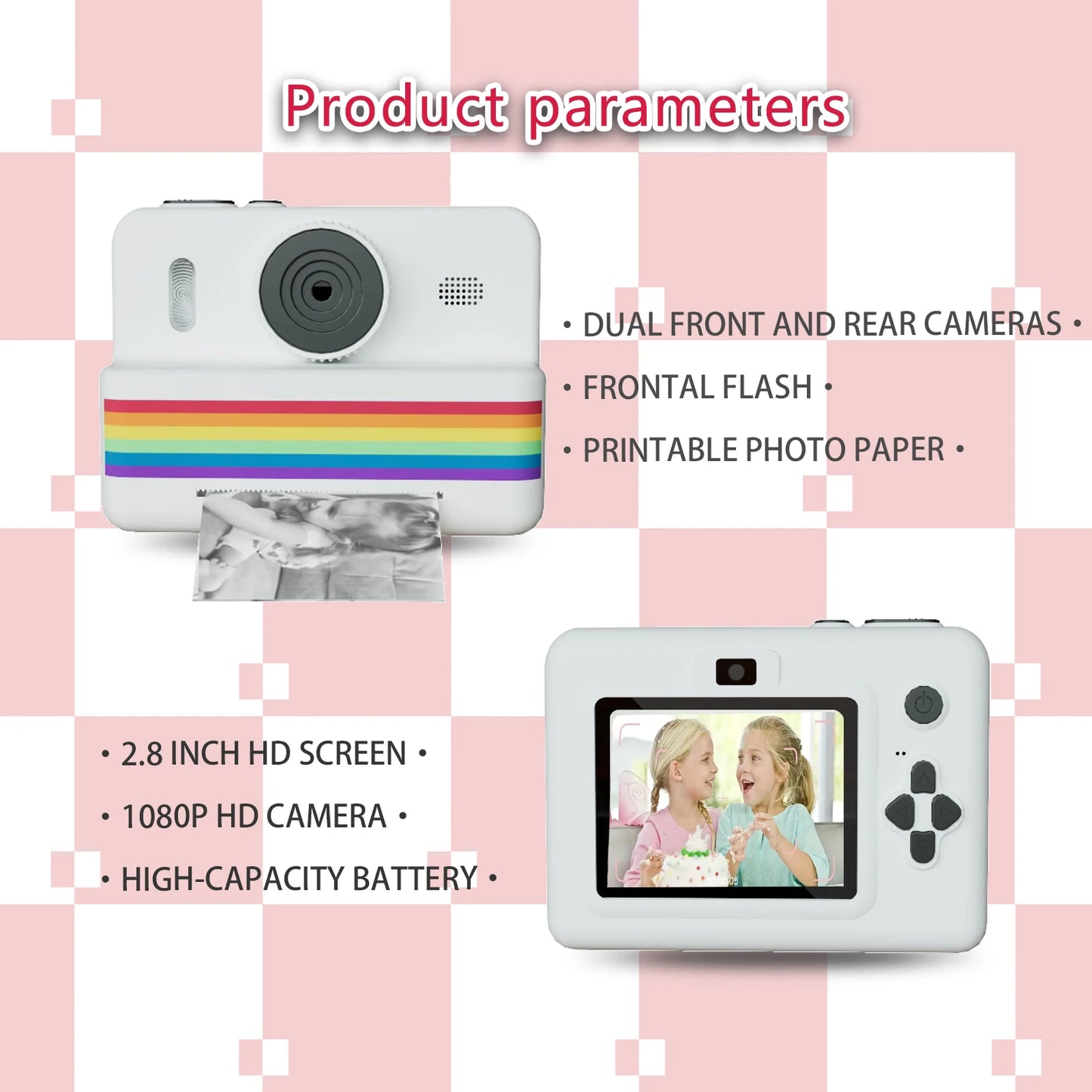 Digital Children Camera For Photography Mini Printer Portable Thermal Instant Print Photo Kids Camera 2.8inch HD Video Toy Gifts - Merit Sell