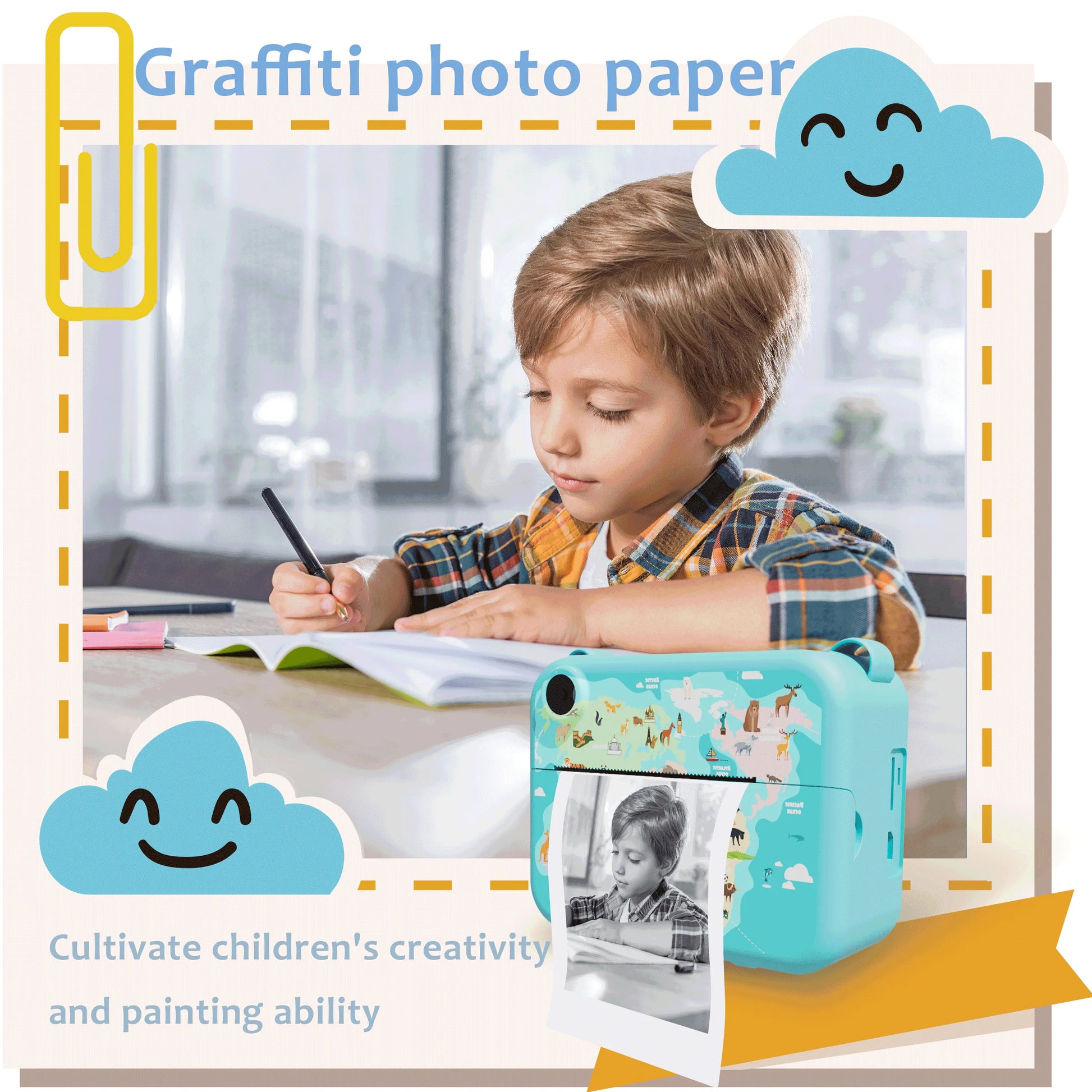 Digital Kids Instant Printing Camera Suitable for Photography Photos Children's Mini Thermal Printer Holiday Gift - Merit Sell