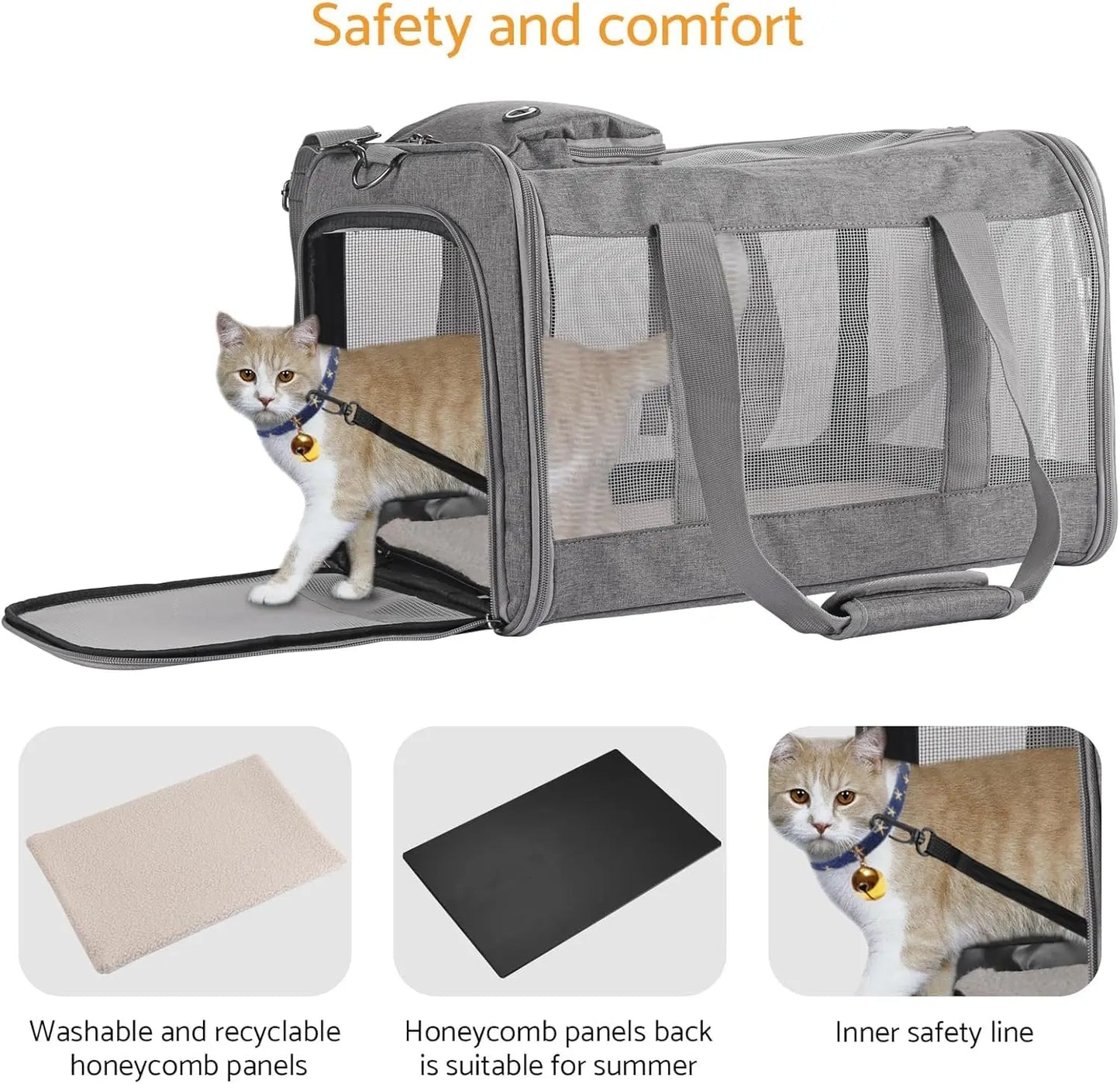 Dog Carrier,Cat Carrier Airline Approved Soft Pet Carrier with Breathable Honeycomb Board,Removable Support Board for Car, - Merit Sell