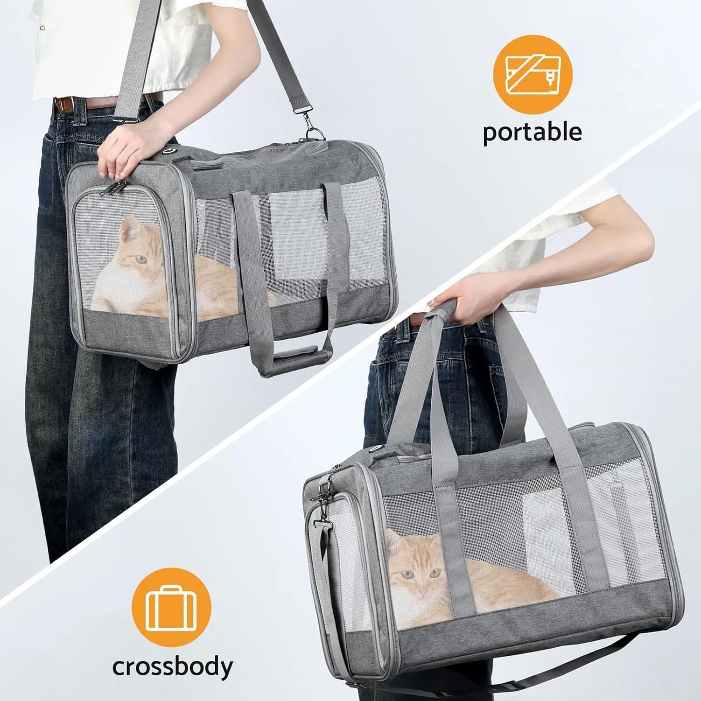 Dog Carrier,Cat Carrier Airline Approved Soft Pet Carrier with Breathable Honeycomb Board,Removable Support Board for Car, - Merit Sell
