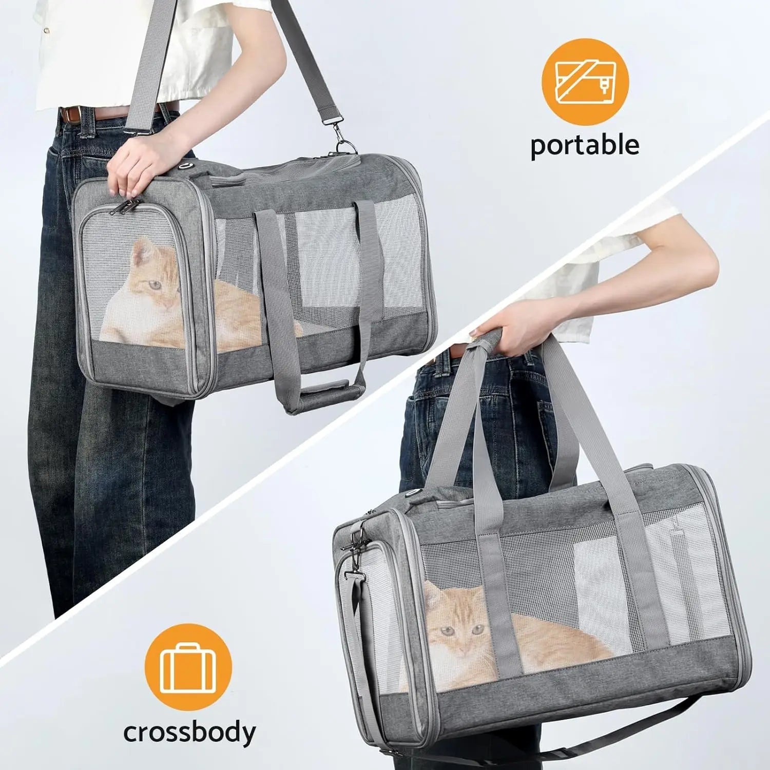 Dog Carrier,Cat Carrier Airline Approved Soft Pet Carrier with Breathable Honeycomb Board,Removable Support Board for Car, - Merit Sell