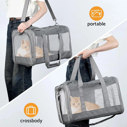 Dog Carrier,Cat Carrier Airline Approved Soft Pet Carrier with Breathable Honeycomb Board,Removable Support Board for Car, - Merit Sell