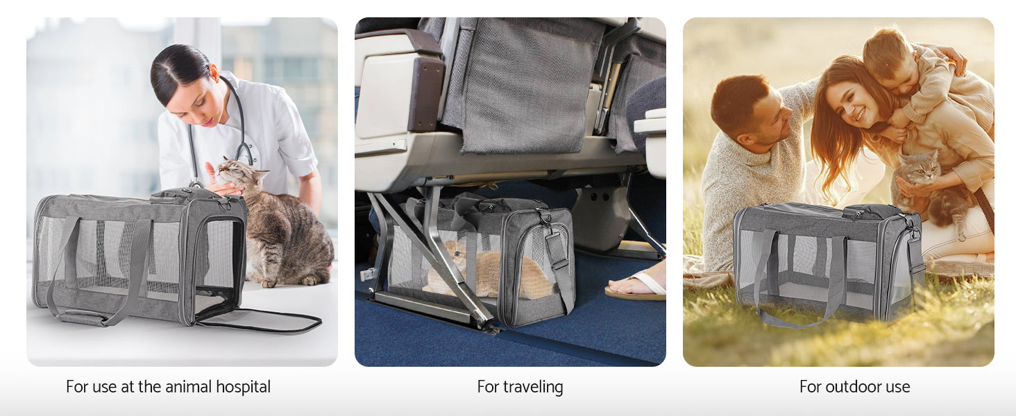 Dog Carrier,Cat Carrier Airline Approved Soft Pet Carrier with Breathable Honeycomb Board,Removable Support Board for Car, - Merit Sell