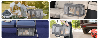 Dog Carrier,Cat Carrier Airline Approved Soft Pet Carrier with Breathable Honeycomb Board,Removable Support Board for Car, - Merit Sell