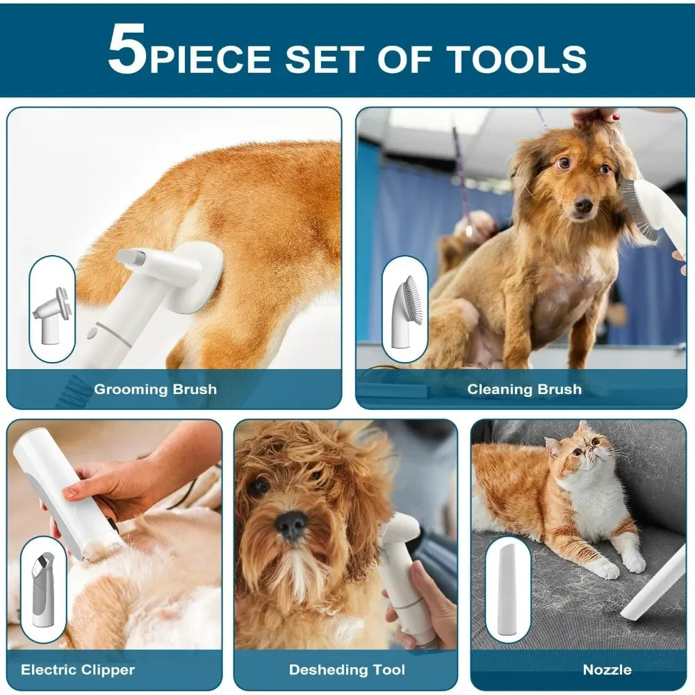 Dog Grooming Kit for Pet Include 4 Hair Clipper Combs 2.5L Vacuum Cleaner and 5 Pet Grooming Tools for Shedding - Merit Sell