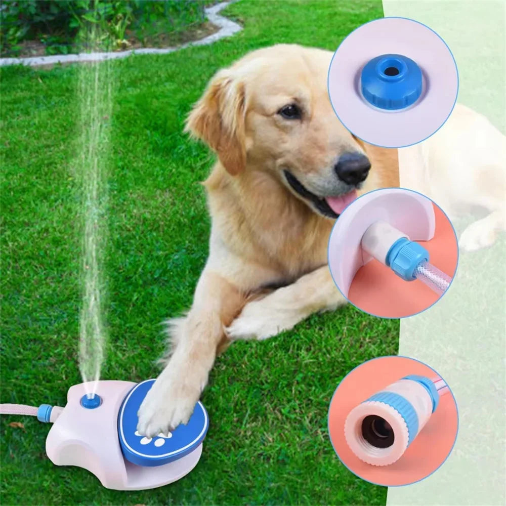 Dog Water Fountain Step Activated Outdoor Sprinkler Activated Water Feeder Large Pets Hydration with Water Hose - Merit Sell