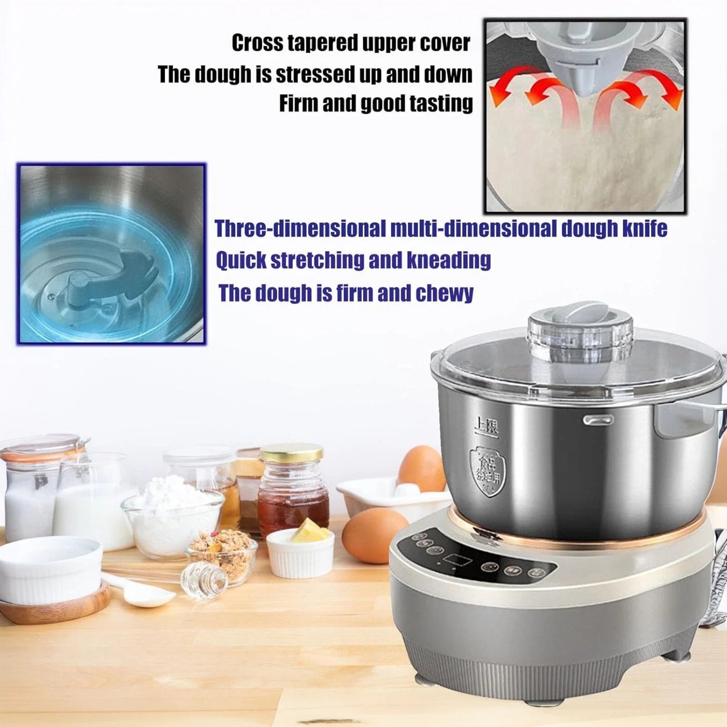 Dough Kneading Machine 5L 7L Dough Maker Electric kneading Machine Dough Mixer with Fermentation Function 25-38°C/77-100 ℉ - Merit Sell