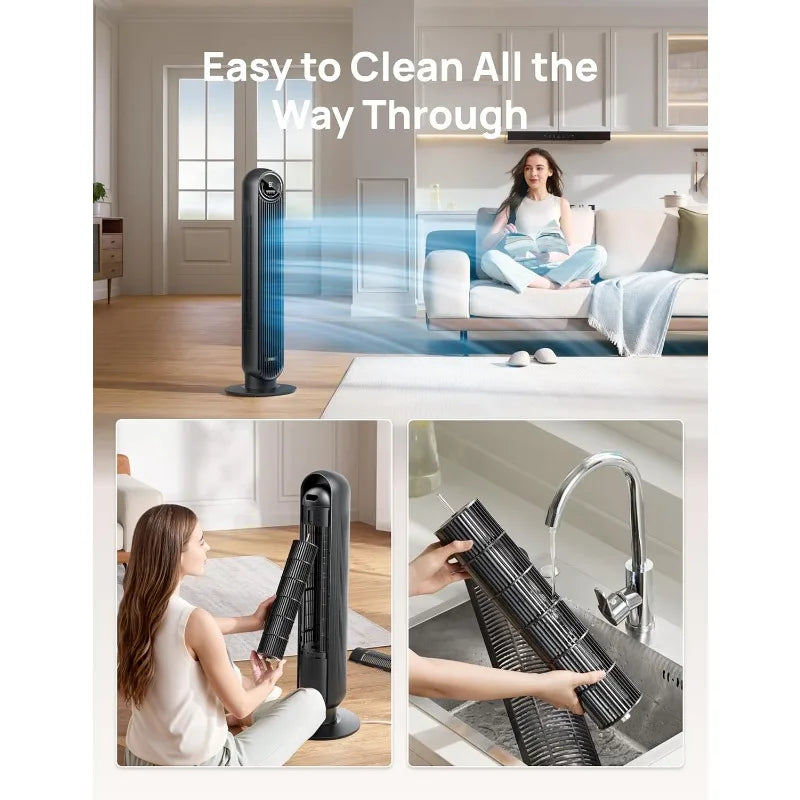 Dreo Tower Fan for Bedroom, 25ft/s Velocity 28dB Quiet Floor Fan, 90° Oscillating Fans for Indoors with 4 Speeds, 4 Modes - Merit Sell