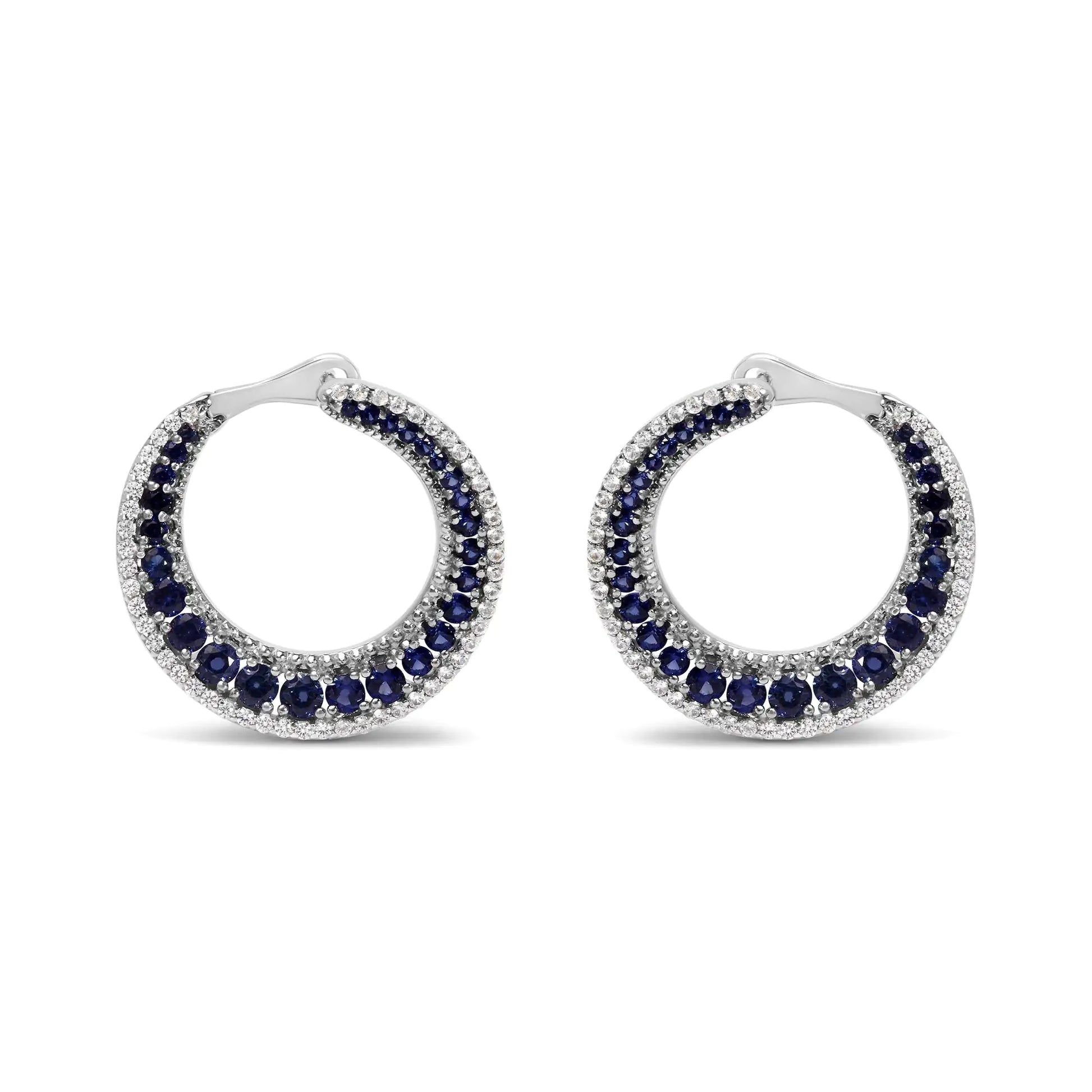 Blue Sapphire Crescent Moon Hoop Earrings | Exclusive