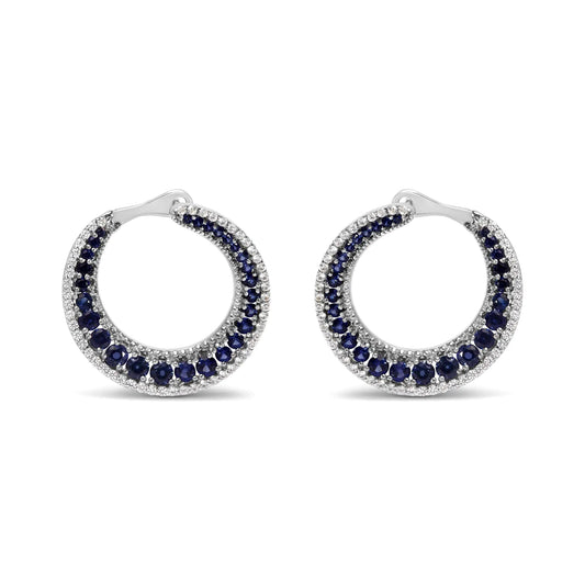 Blue Sapphire Crescent Moon Hoop Earrings | Exclusive